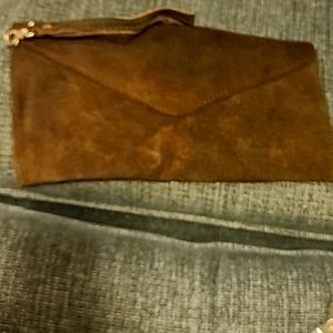 Dark brown Suede clutch